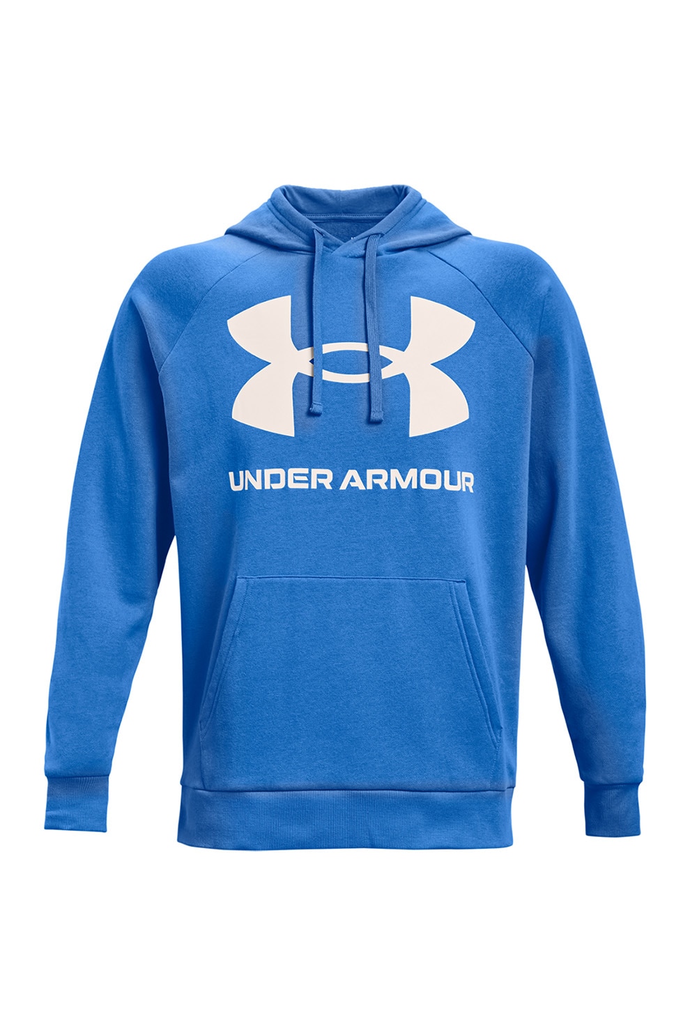 Under Armour, Hanorac cu imprimeu logo si maneci raglan pentru fitness Rival, Albastru/Alb