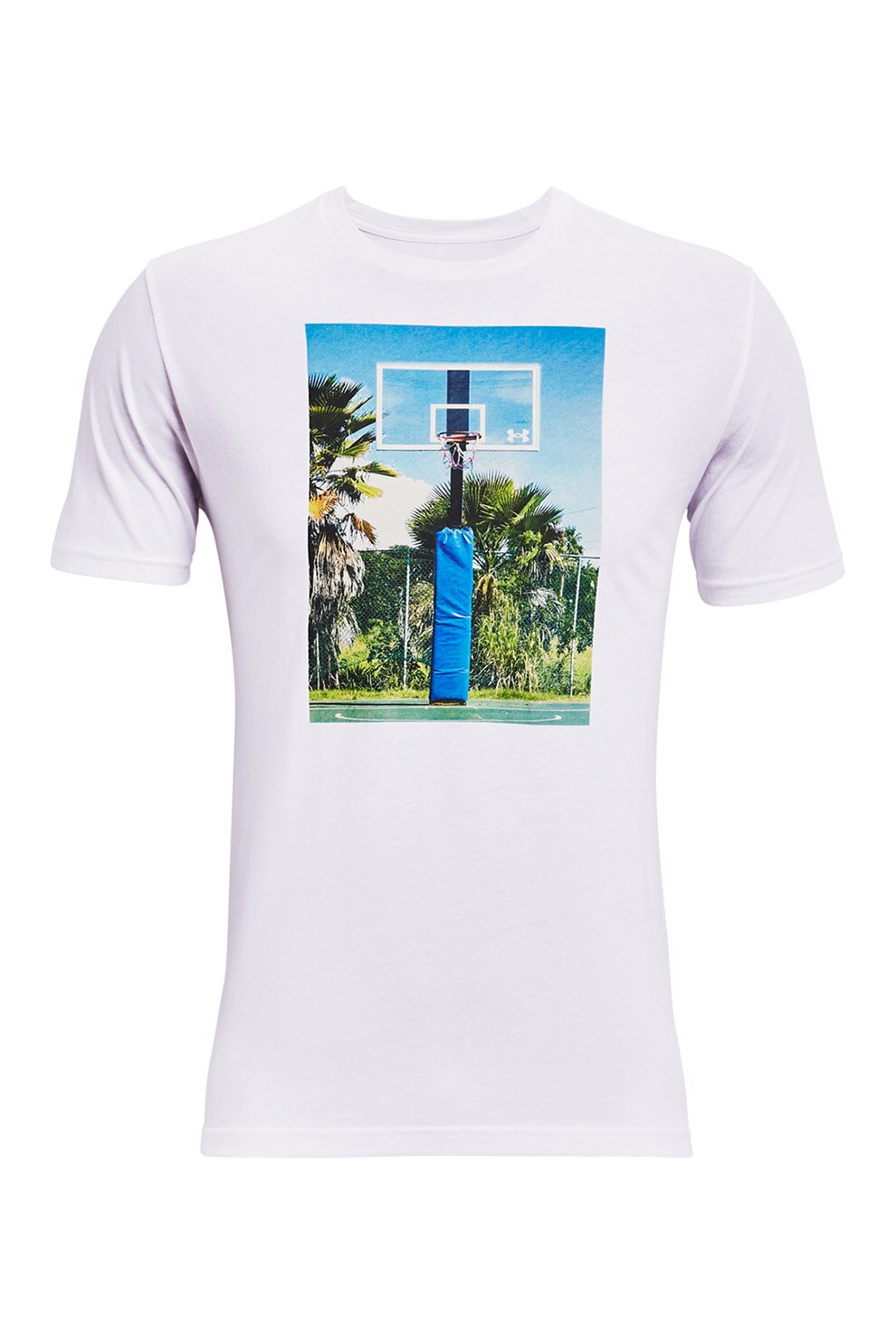 Under Armour, Tricou pentru baschet Hoops Summer Daze, Alb/Albastru/Verde