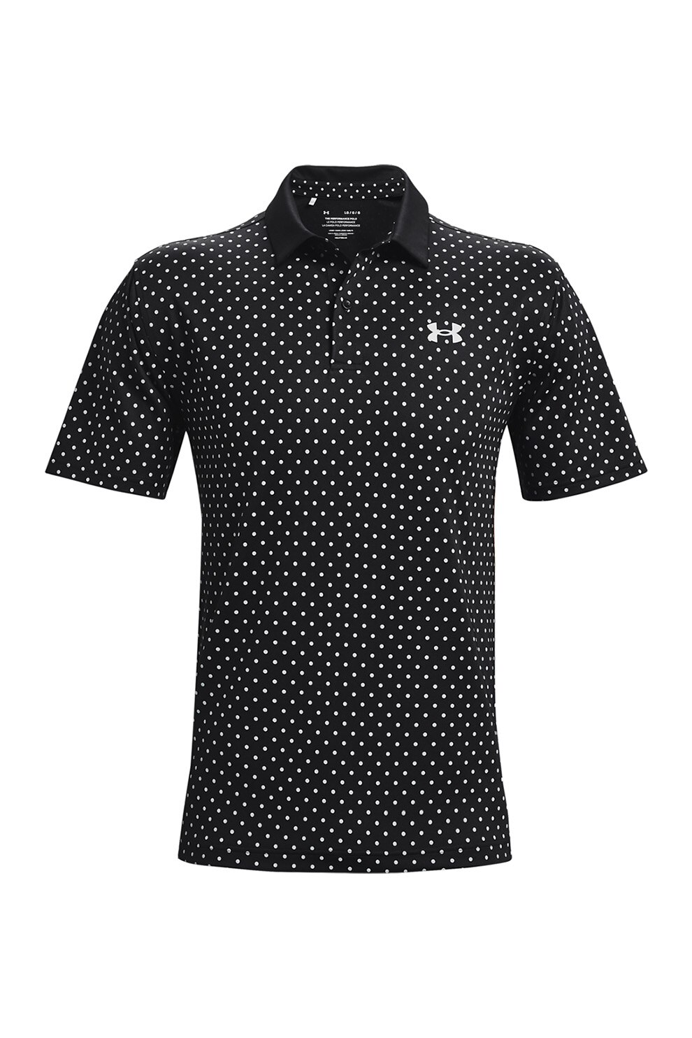 Under Armour, Tricou polo cu imprimeu pentru golf Performance, Negru/Alb