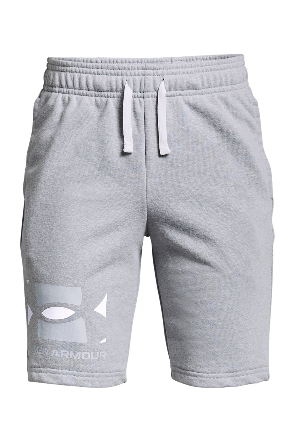 Under Armour, Bermude sport din material terry cu snur de ajustare Rival, Gri deschis/Alb