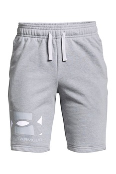 Under Armour, Bermude sport din material terry cu snur de ajustare Rival, Gri deschis/Alb Under Armour, Bermude sport din material terry cu snur de ajustare Rival, Gri deschis/Alb