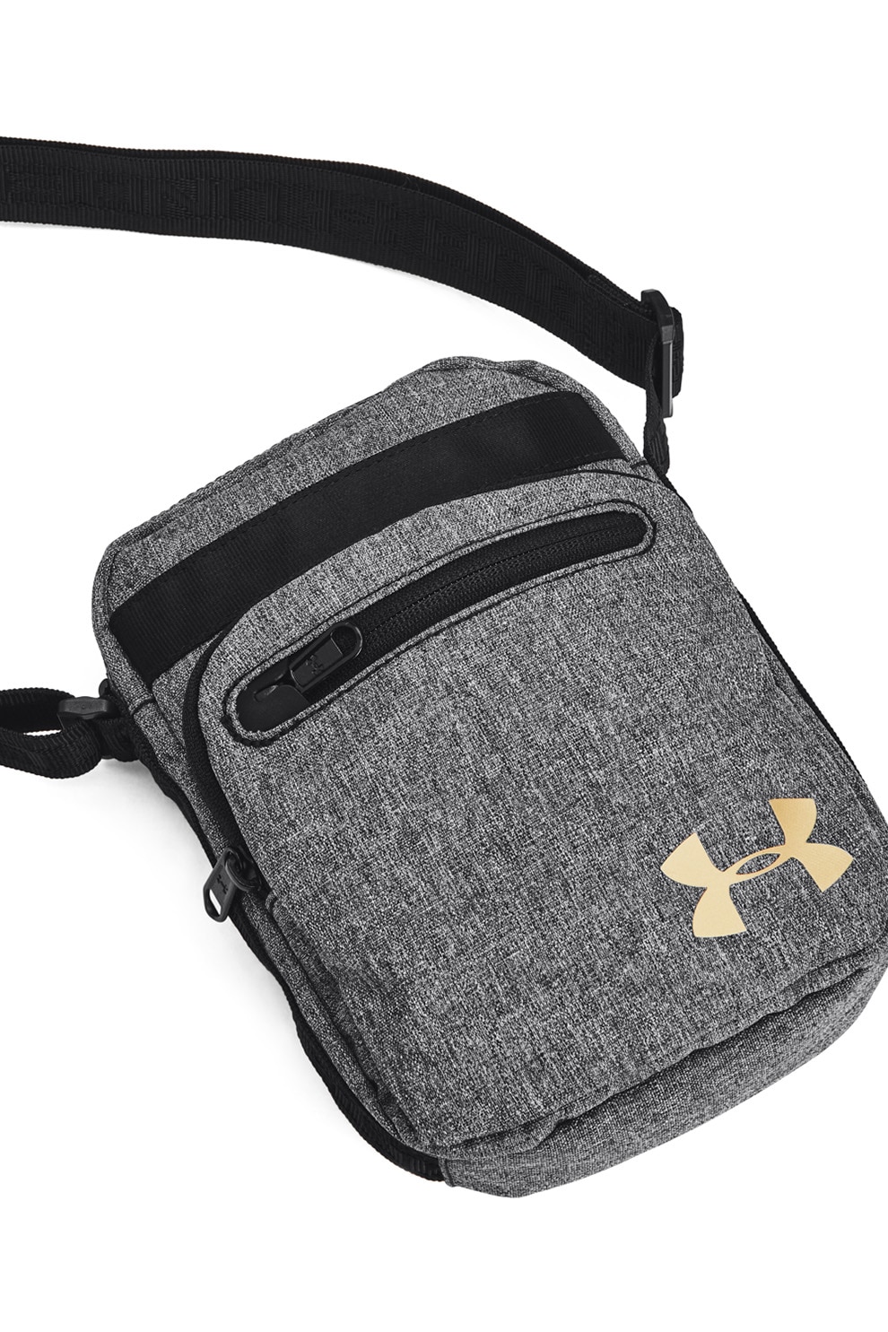 Under Armour, Geanta crossbody unisex cu logo, Gri inchis melange/Negru