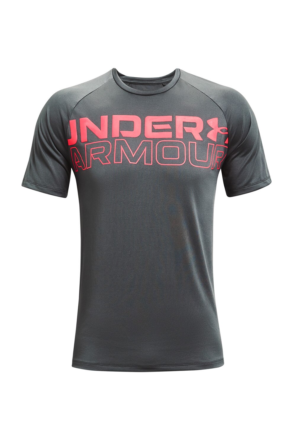 Under Armour, Tricou cu maneci raglan pentru fitness Tech 2.0, Gri inchis/Roz