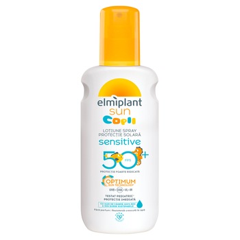 Spray cu protectie solara Elmiplant Sun Kids Sensitive SPF 50, pentru copii, 200 ml Spray cu protectie solara Elmiplant Sun Kids Sensitive SPF 50, pentru copii, 200 ml