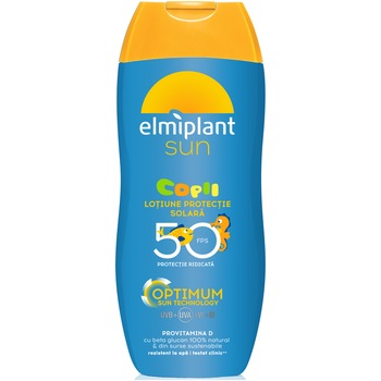 Lotiune cu protectie solara Elmiplant Sun Kids SPF 50, pentru copii, 200 ml Lotiune cu protectie solara Elmiplant Sun Kids SPF 50, pentru copii, 200 ml