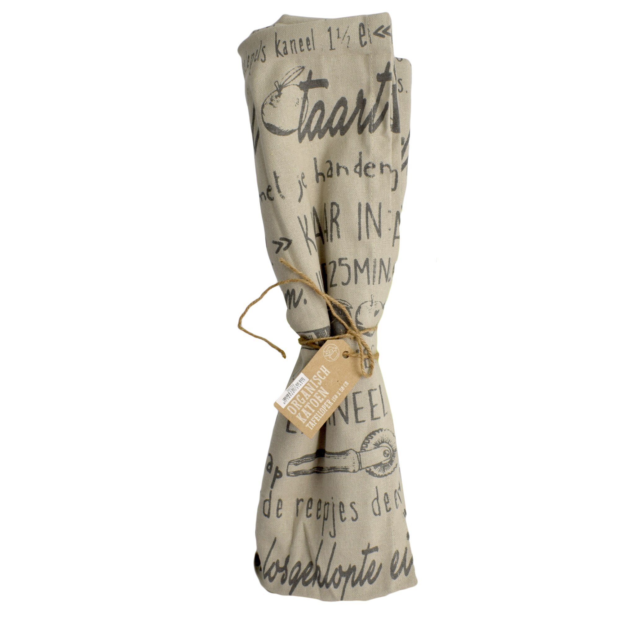 Napron pentru masa din bumbac organic, gri, 150x50 cm