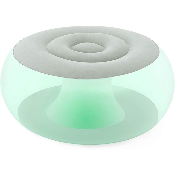 Felfújható szék LED világítással Bestway 75085, Vízálló, Flocked felület, 7 színű LED lámpa, 100 kg-ig, Szürke