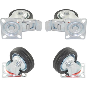 Set de 2 pivotante + 2 pivotante cu frana din cauciuc plin cu placa 160mm 150kg Set de 2 pivotante + 2 pivotante cu frana din cauciuc plin cu placa 160mm 150kg