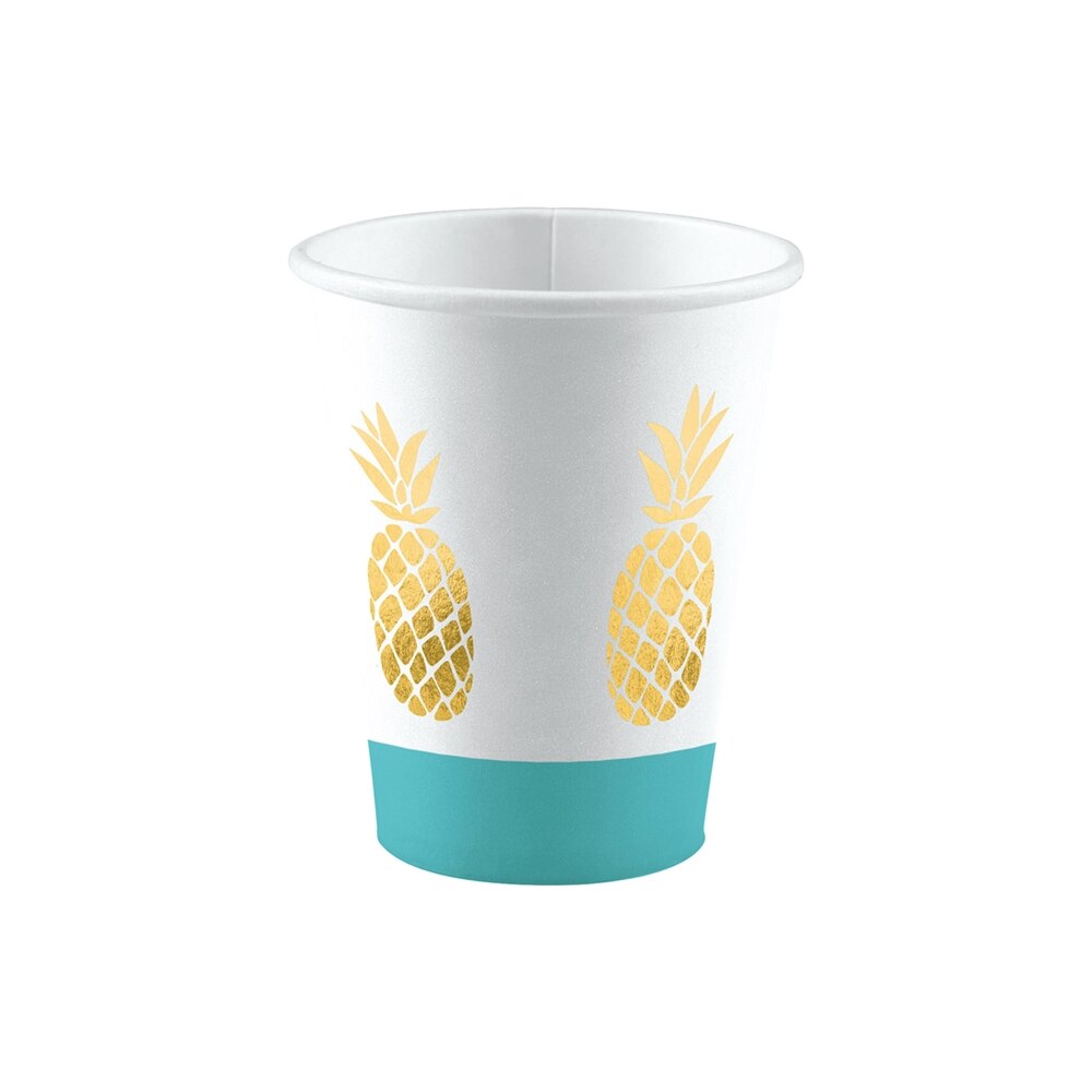 Set 8 Pahare Ananas, Multicolor, 250 ml