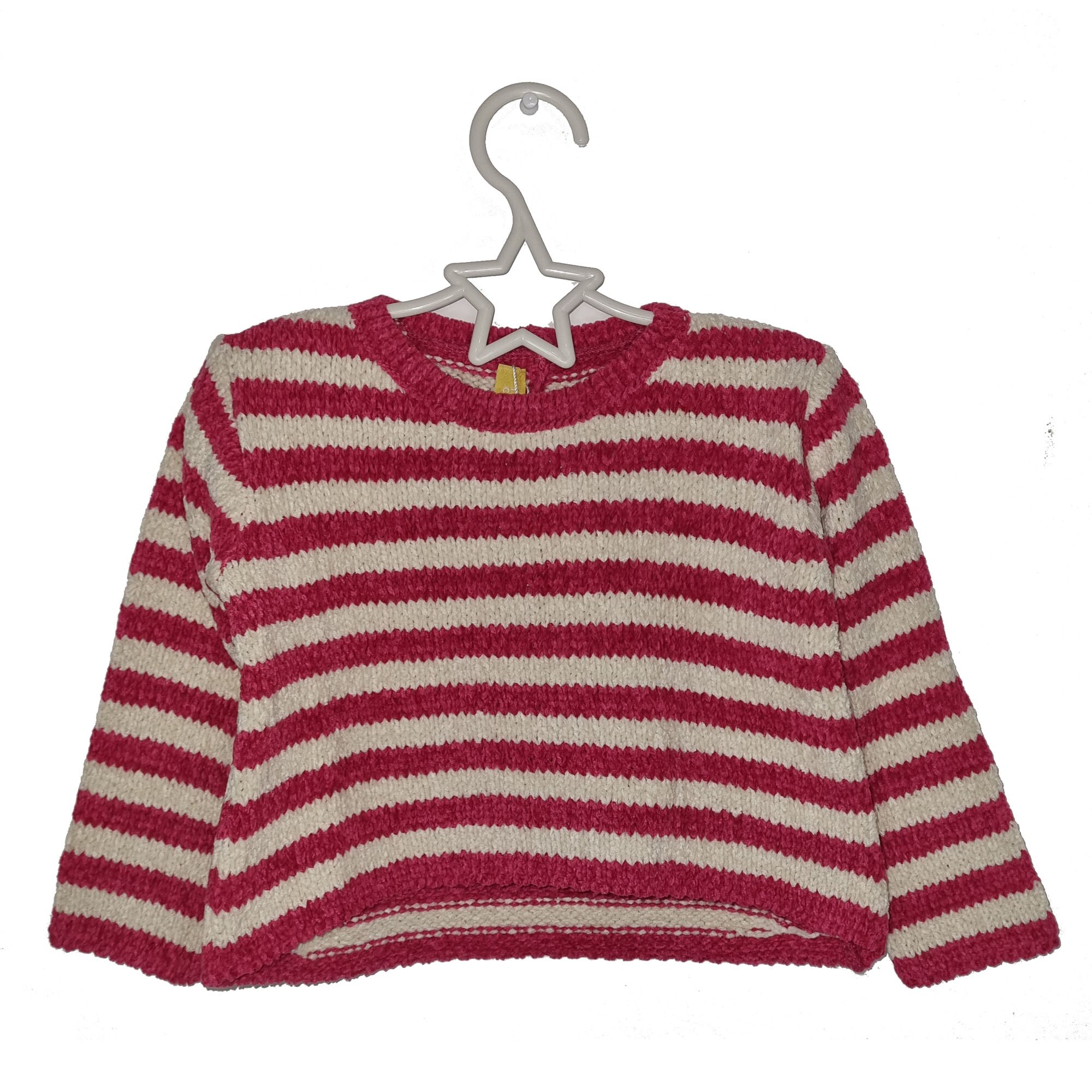 Pulover pentru fete Chicco, in dungi, alb/roz