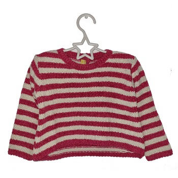 Pulover pentru fete Chicco, in dungi, alb/roz Pulover pentru fete Chicco, in dungi, alb/roz