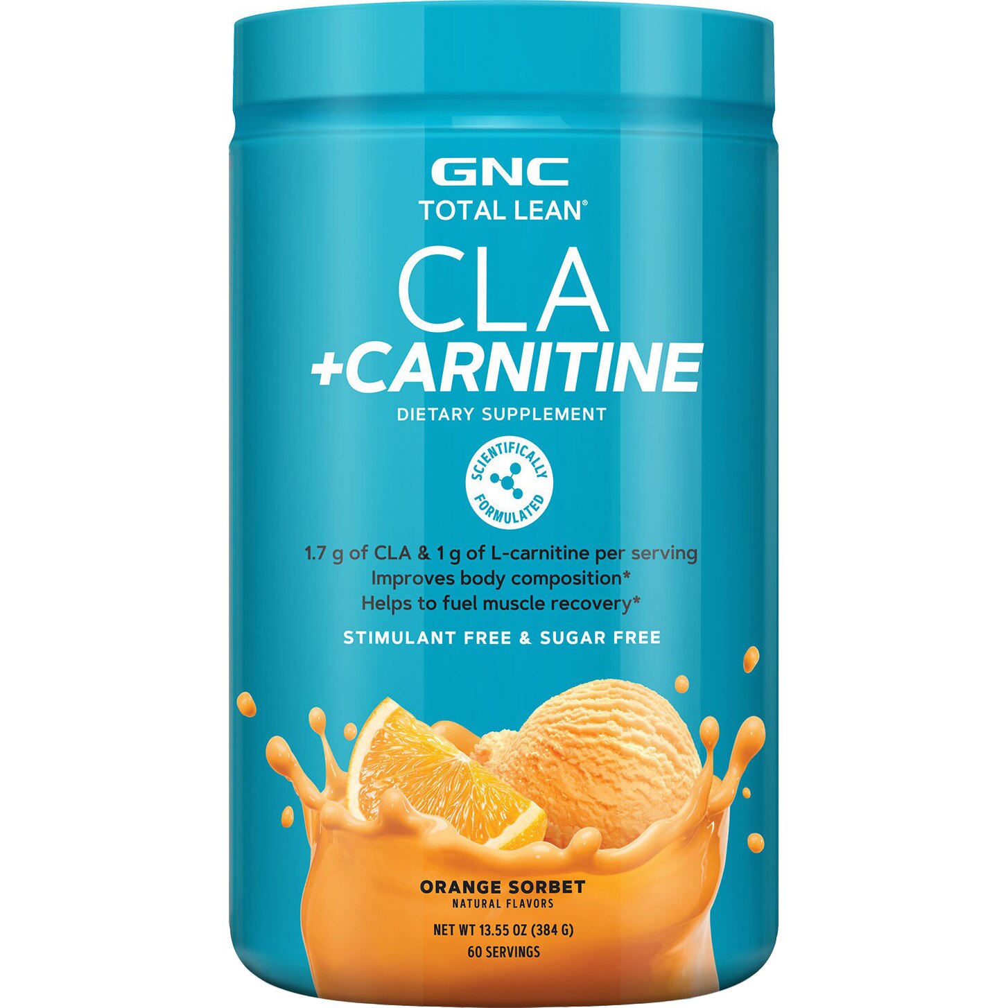 Total Lean® CLA + Carnitine, Acidul linoleic conjugat si Carnitina, cu Aroma de Serbet de Portocala, 384 g