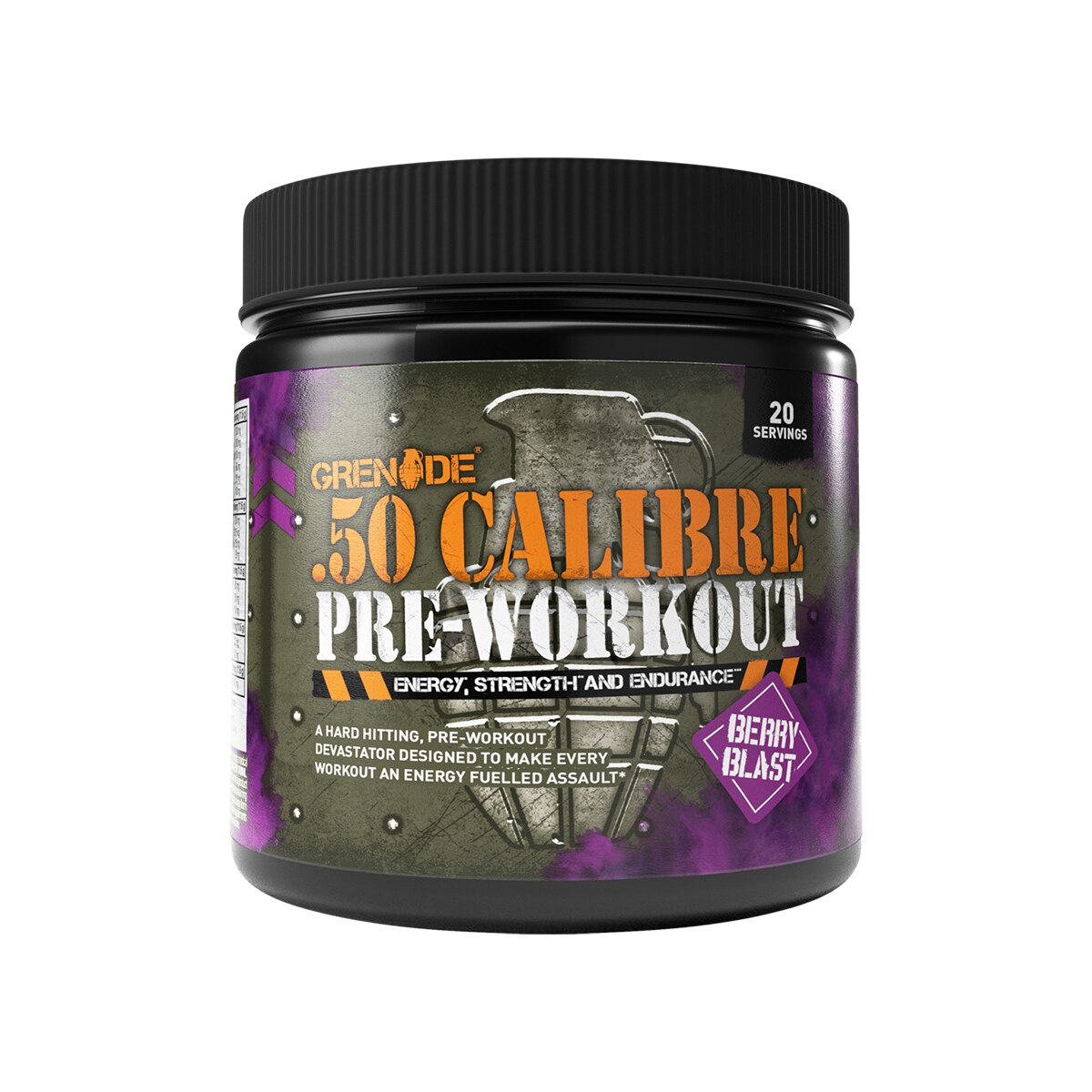 Grenade® .50 Calibre® Pre Workout, Complex pentru Energie, cu Aroma de Fructe de Padure, 232 g