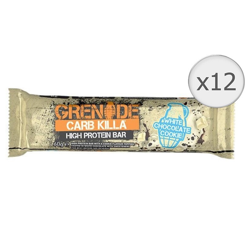 Grenade® Carb Killa® White Chocolate Cookie, Baton Proteic cu Aroma de Biscuit si Ciocolata Alba, 12 batoane x 60 g