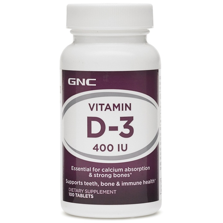 GNC Vitamin D-3 400 IU, Vitamina D-3 Colecalciferol 400 UI, 100 tb