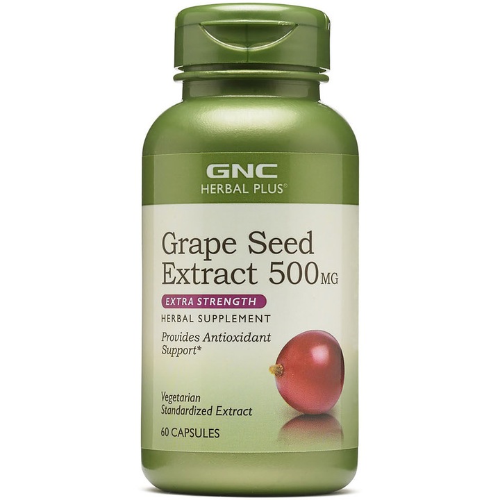 GNC Herbal Plus® Grape Seed 500 mg, Extract din Seminte de Struguri, 60 cps