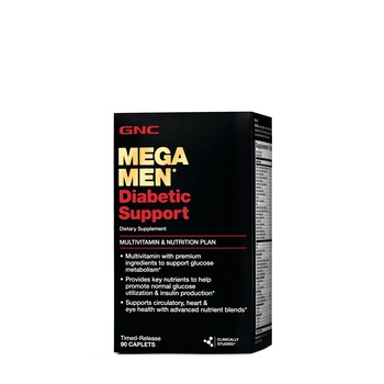 GNC Mega Men® Diabetic Support, Multivitamine Pentru Barbati Pentru Suport Diabetic, 90 tb GNC Mega Men® Diabetic Support, Multivitamine Pentru Barbati Pentru Suport Diabetic, 90 tb