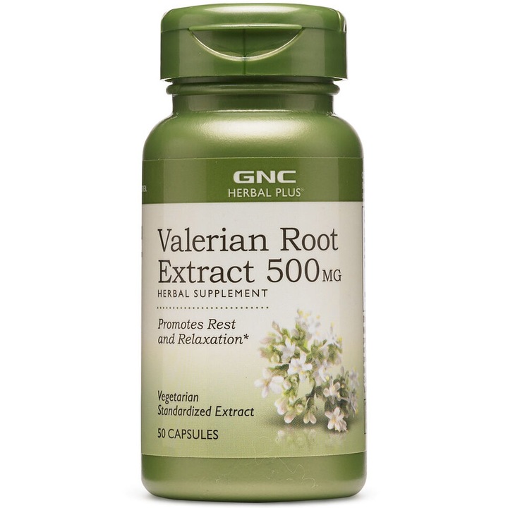 GNC Herbal Plus® Valerian Root 500 mg, Extract Standardizat din Radacina de Valeriana, 50 cps