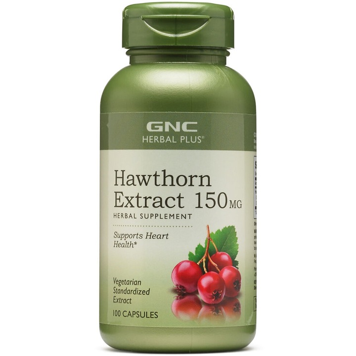 GNC Herbal Plus® Hawthorn 150mg, Extract de Paducel, 100 cps
