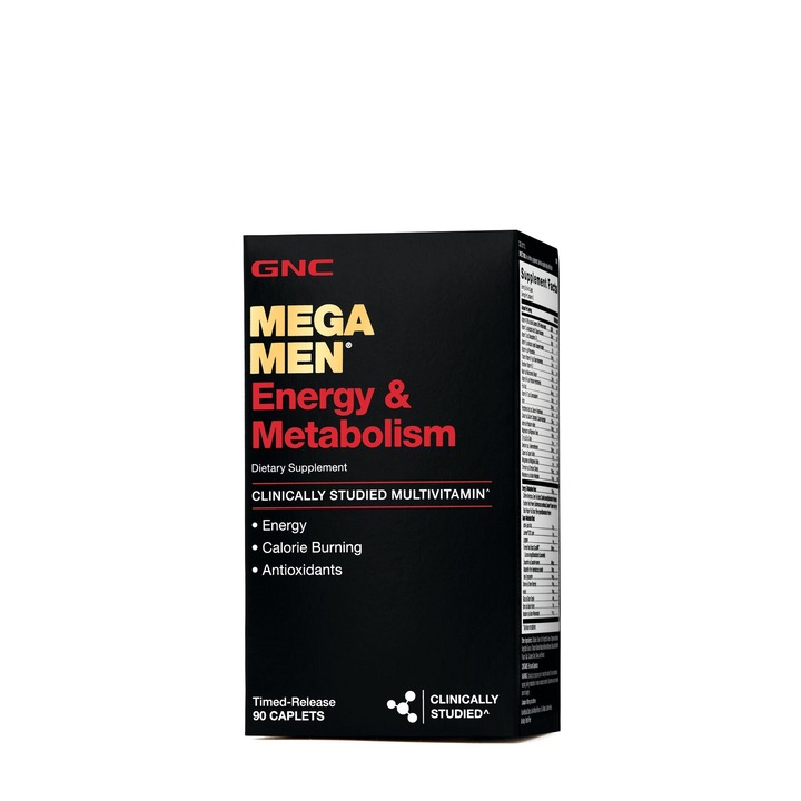 GNC Mega Men® Energy & Metabolism, Complex de Multivitamine Pentru Barbati, Energie si Metabolism, 90 tb
