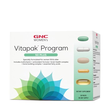 GNC Women's Vitapak® Program 50 Plus, Complex de Multivitamine Pentru Femei 50 Plus, 30 Pachete GNC Women's Vitapak® Program 50 Plus, Complex de Multivitamine Pentru Femei 50 Plus, 30 Pachete