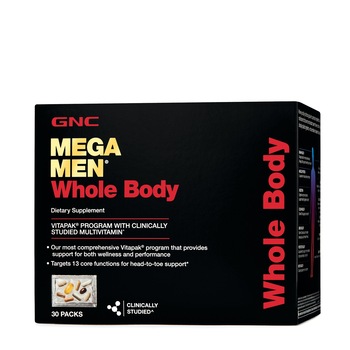 GNC Mega Men® Whole Body Vitapak® Program, Complex de Multivitamine Pentru Barbati, Pentru Intregul Organism, 30 Pachetele GNC Mega Men® Whole Body Vitapak® Program, Complex de Multivitamine Pentru Barbati, Pentru Intregul Organism, 30 Pachetele