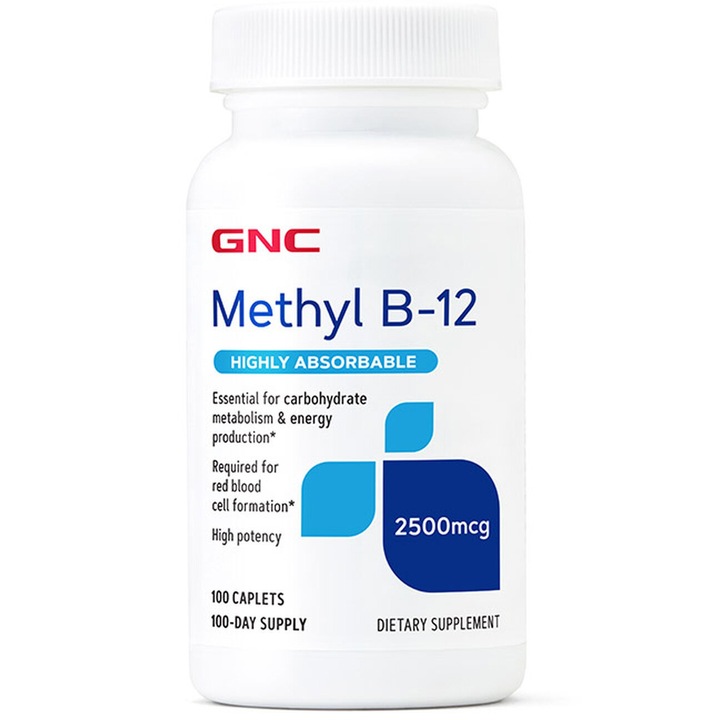 GNC Methyl B-12 2500mcg, Vitamina B-12 Metilcobalamina, 100 tb