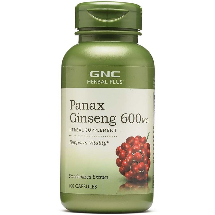 GNC Herbal Plus® Panax Ginseng 600 mg, Extract Standardizat de Ginseng, 100 cps
