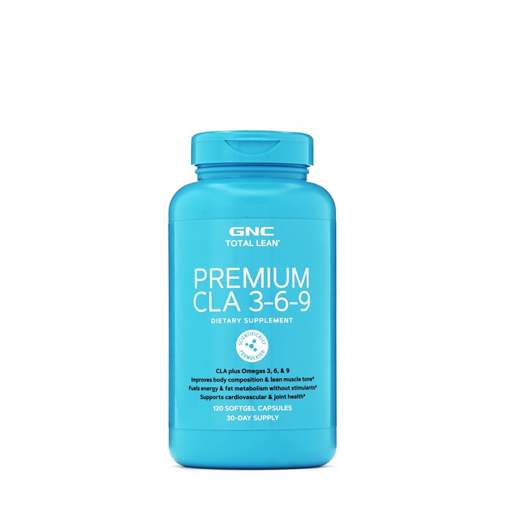 GNC Total Lean® Premium CLA 3-6-9, Acid Linoleic Conjugat si Omega 3-6-9, 120 cps