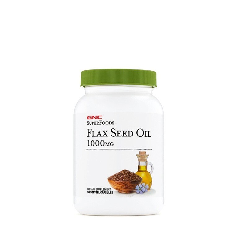GNC SuperFoods Flax Seed Oil 1000mg, Ulei din Seminte de In, 90 cps
