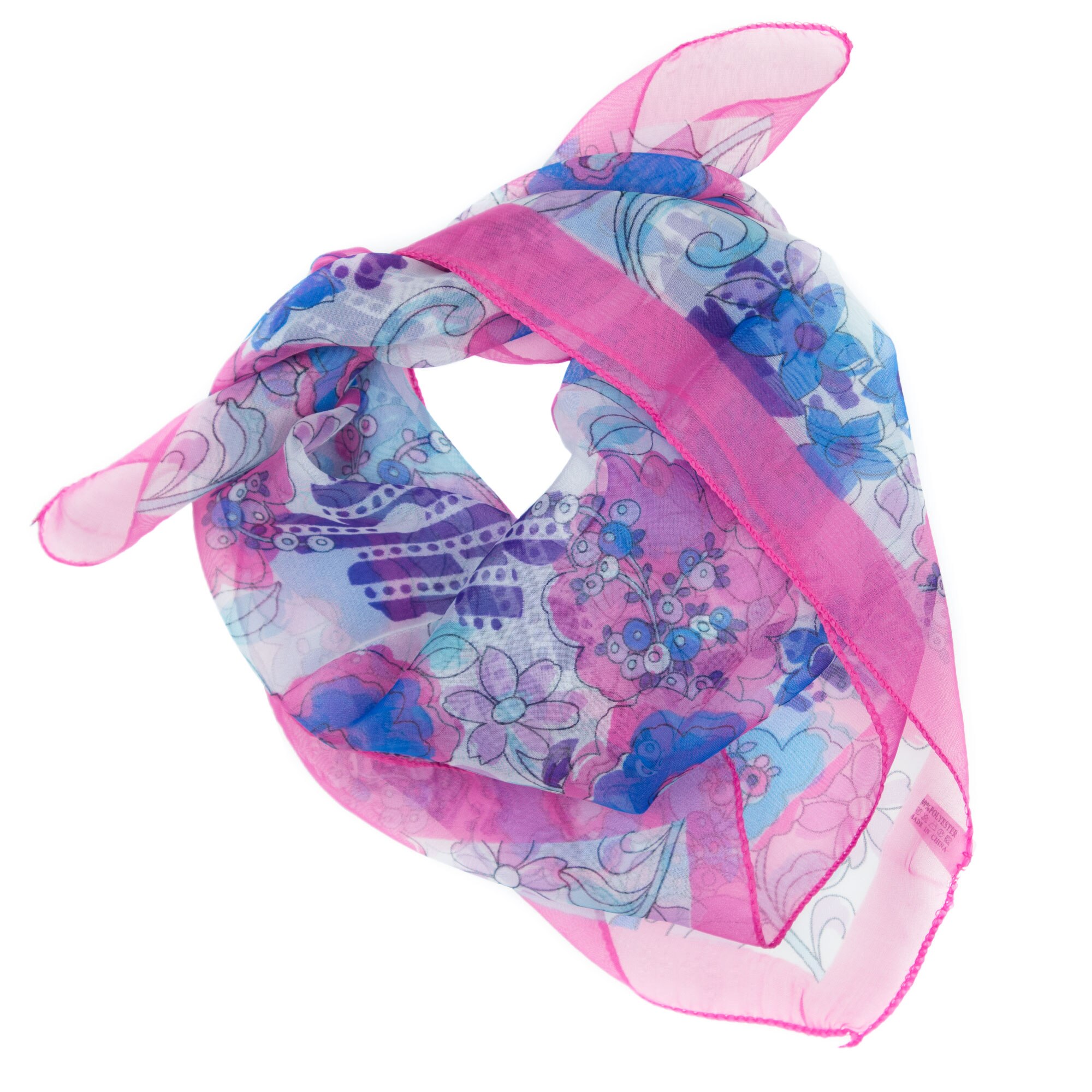 Batic, de dama, Roz, cu model floral, 50x50 cm - ES665