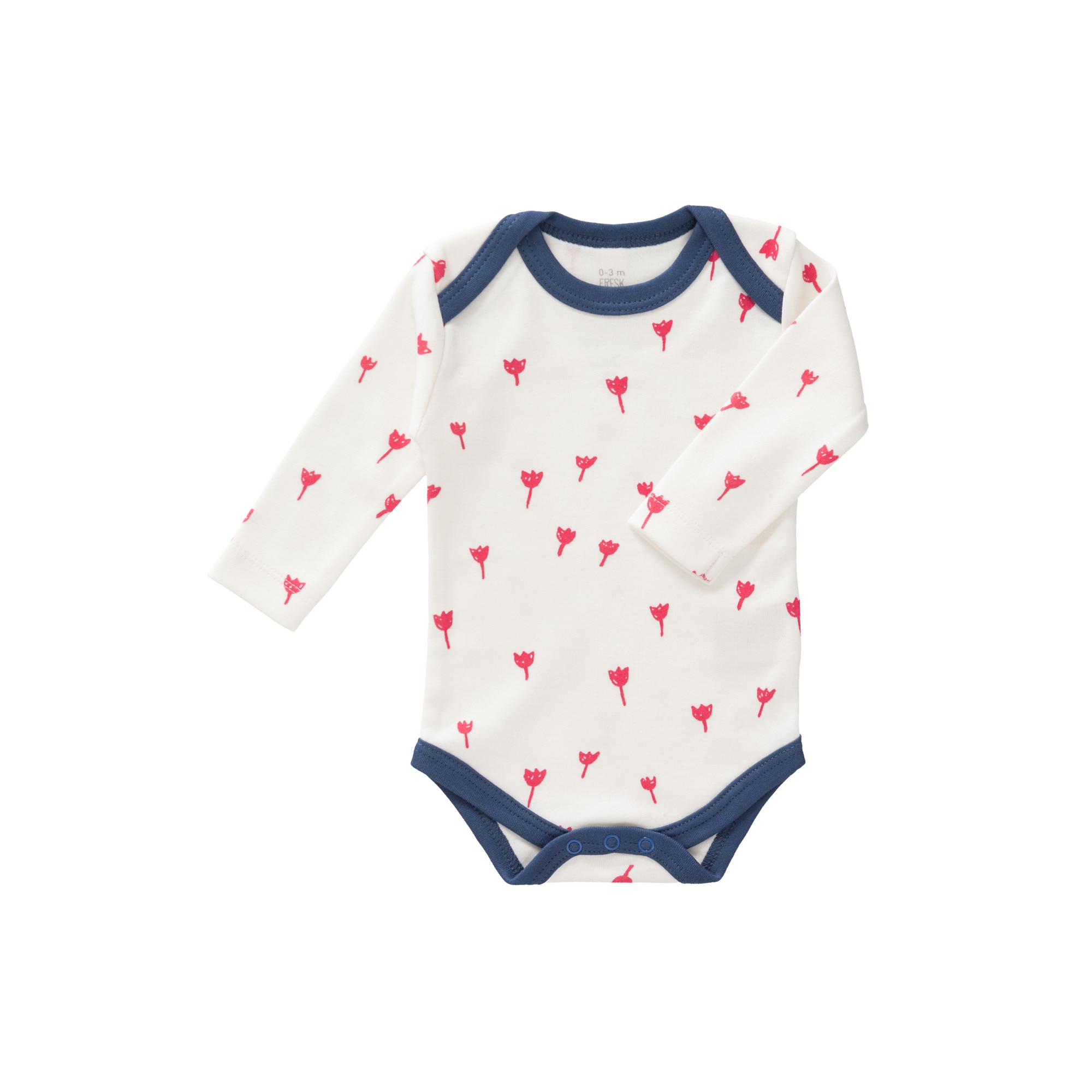 Body maneca lunga - Fresk, din bumbac organic, model Tulip red