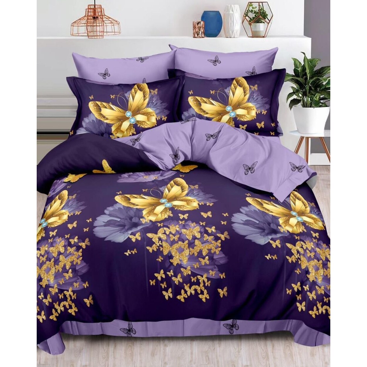 Set Lenjerie Finet, Cearceaf de Pat cu Elastic, 6 Piese, Pat 2 Persoane, Ramo