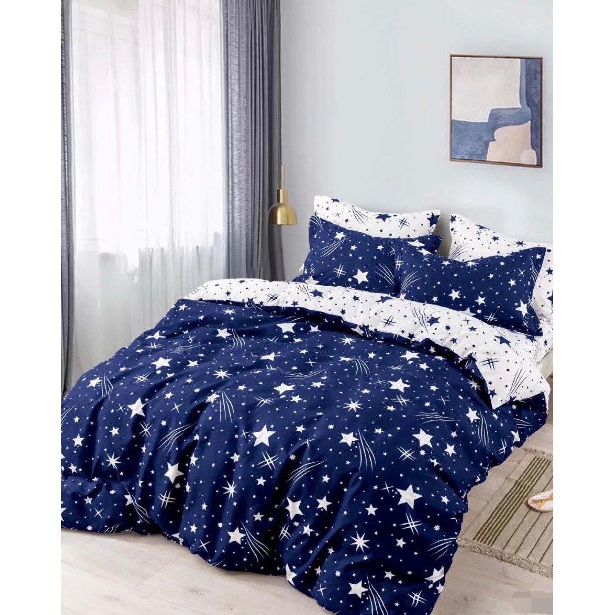 Set Lenjerie Finet, Cearceaf de Pat cu Elastic, 6 Piese, Pat 2 Persoane, FNJE-19