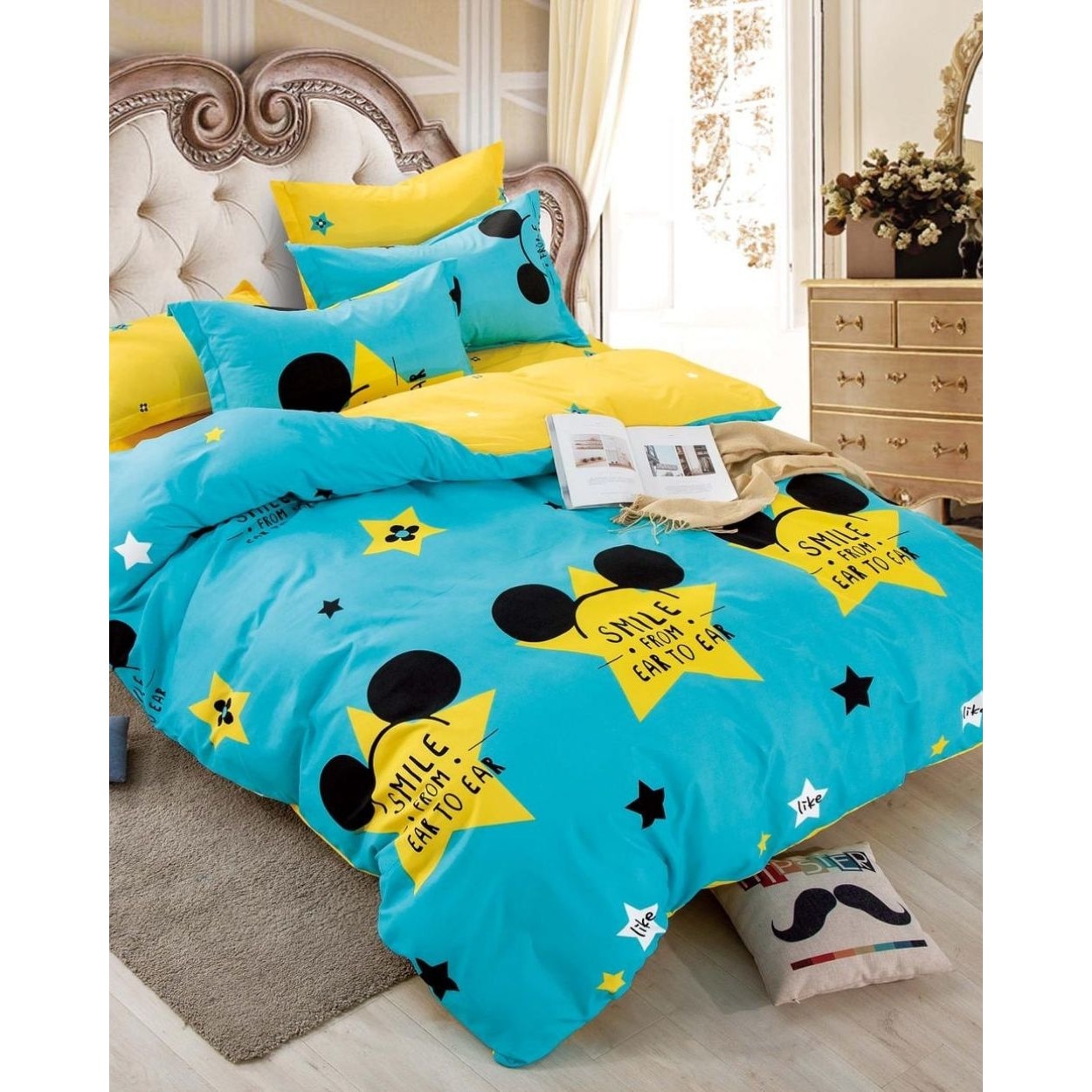 Set Lenjerie Finet, Cearceaf de Pat cu Elastic, 6 Piese, Pat 2 Persoane, FNJE-18