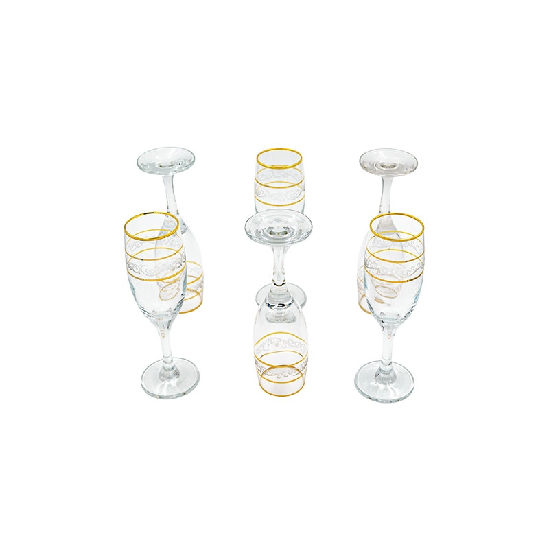 Set de 6 copas de champagne de cristal, 235 ml, modelo Misket