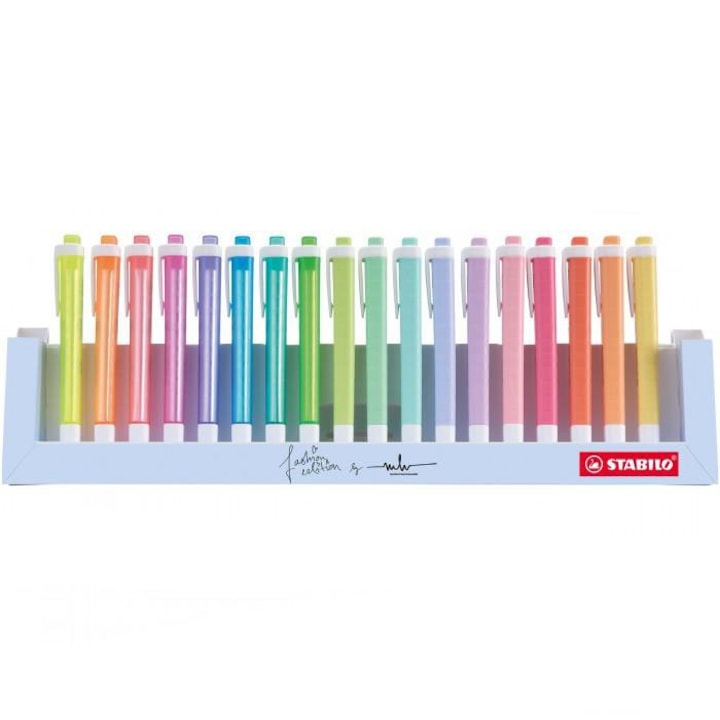 Set Textmarker Stabilo Swing Cool 18 culori cu suport birou
