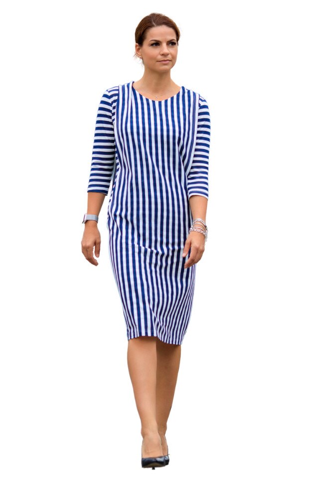 Rochie midi, Giorgal, Maia, cu dungi verticale