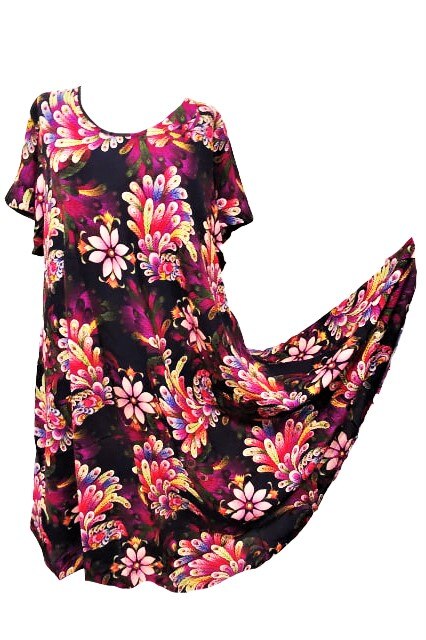 Rochie plus size Maxi Color, bumbac, multicolora, One Size INTL