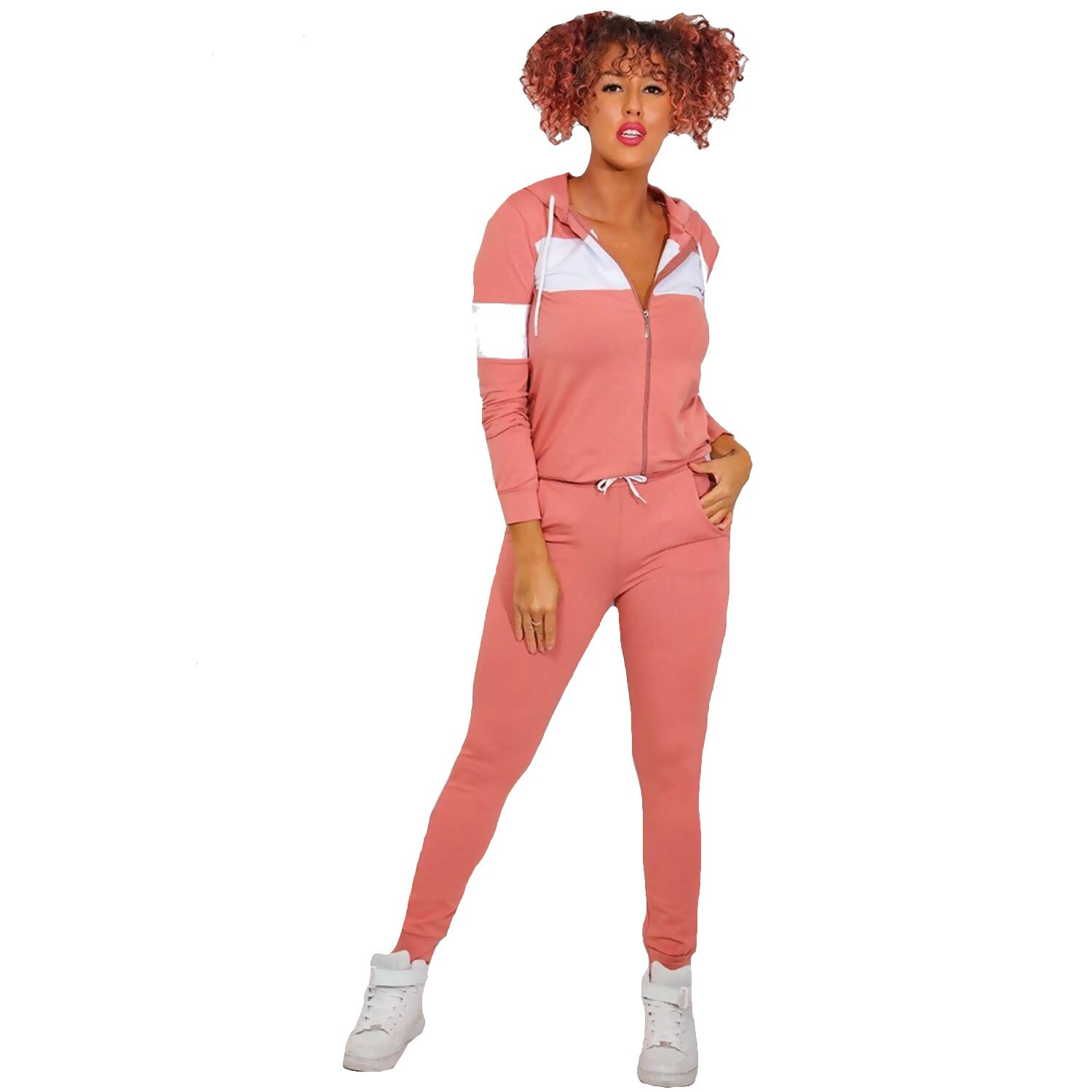 Trening femei J5 Fashion Panel Hooded Lounge Roz