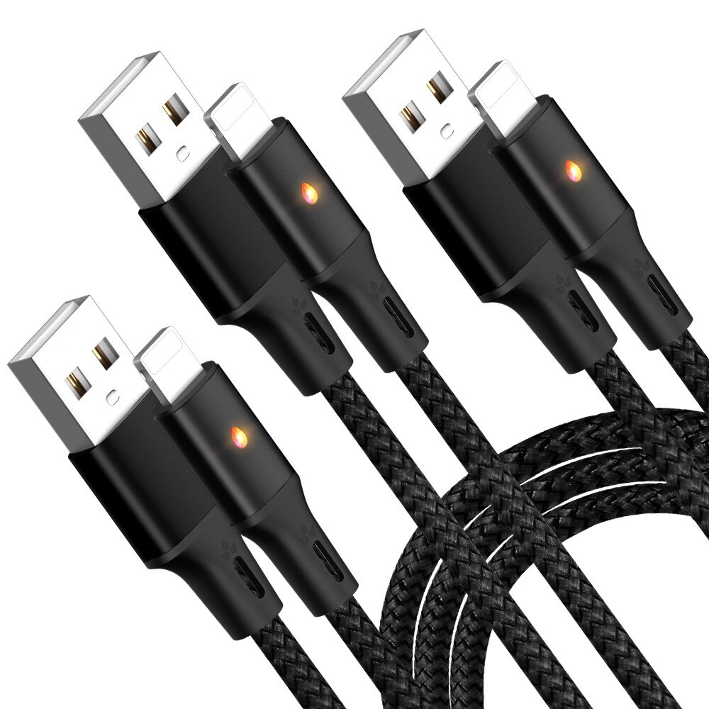 Set cabluri incarcare rapida TBTIC, 5A, 0.25m | 1m | 2m, iPhone, Negru