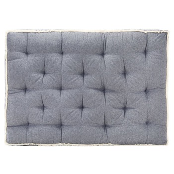Perna cu franjuri pentru canapea din paleti, vidaXL, Bumbac, 120 x 80 x 10 cm, Albastru Perna cu franjuri pentru canapea din paleti, vidaXL, Bumbac, 120 x 80 x 10 cm, Albastru