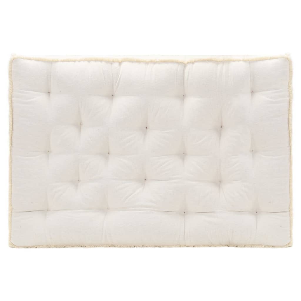 Perna cu franjuri pentru canapea din paleti, vidaXL, Bumbac, 120 x 80 x 10 cm, Bej