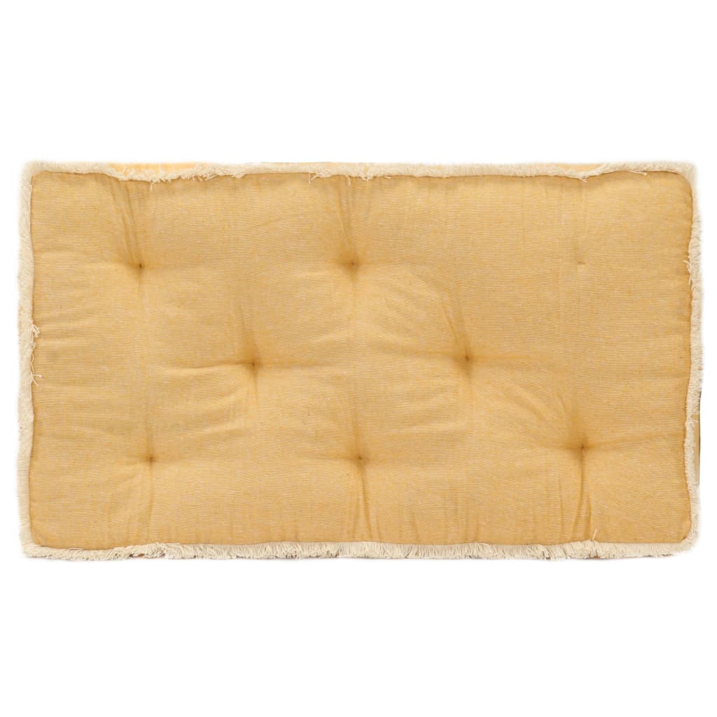 Perna cu franjuri pentru canapea din paleti, vidaXL, Bumbac, 73 x 40 x 7 cm, Galben