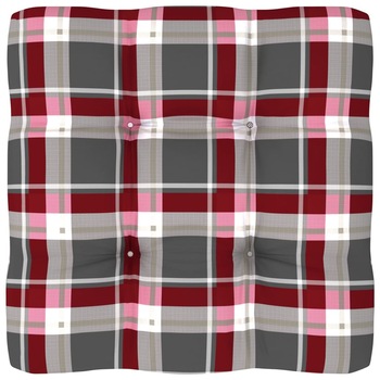 Perna decorativa vidaXL, Textil-Poliester, 58 x 58 x 10 cm, Gri/Rosu model carouri Perna decorativa vidaXL, Textil-Poliester, 58 x 58 x 10 cm, Gri/Rosu model carouri