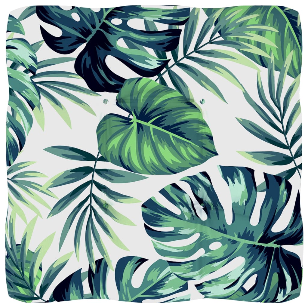 Perna decorativa vidaXL, Textil-Poliester, 58 x 58 x 10 cm, Verde/Alb, model frunze tropicale