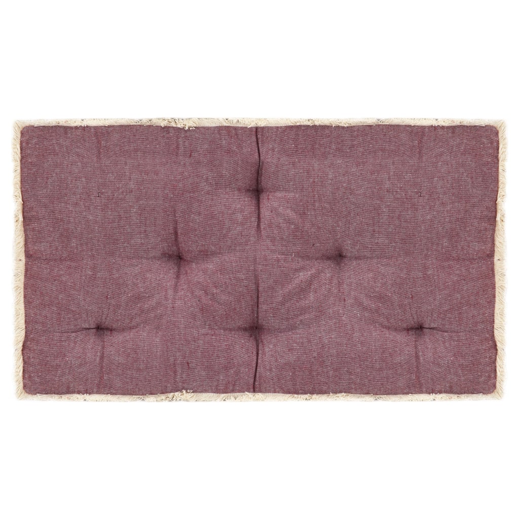 Perna cu franjuri pentru canapea din paleti, vidaXL, Bumbac, 73 x 40 x 7 cm, Rosu