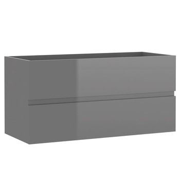 Dulap de chiuveta baie cu 2 sertare, vidaXL, PAL extralucios, 90 x 38,5 x 45 cm, Gri Dulap de chiuveta baie cu 2 sertare, vidaXL, PAL extralucios, 90 x 38,5 x 45 cm, Gri