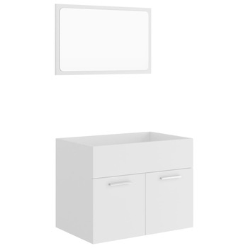 Set mobilier baie dulap chiuveta cu oglinda, vidaXL, PAL-acril, 60 x 38,5 x 46 cm, Alb Set mobilier baie dulap chiuveta cu oglinda, vidaXL, PAL-acril, 60 x 38,5 x 46 cm, Alb