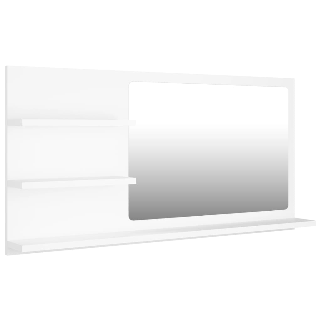Oglinda de perete pentru baie cu rafturi vidaXL, PAL, 90 x 10.5 x 45 cm, Negru